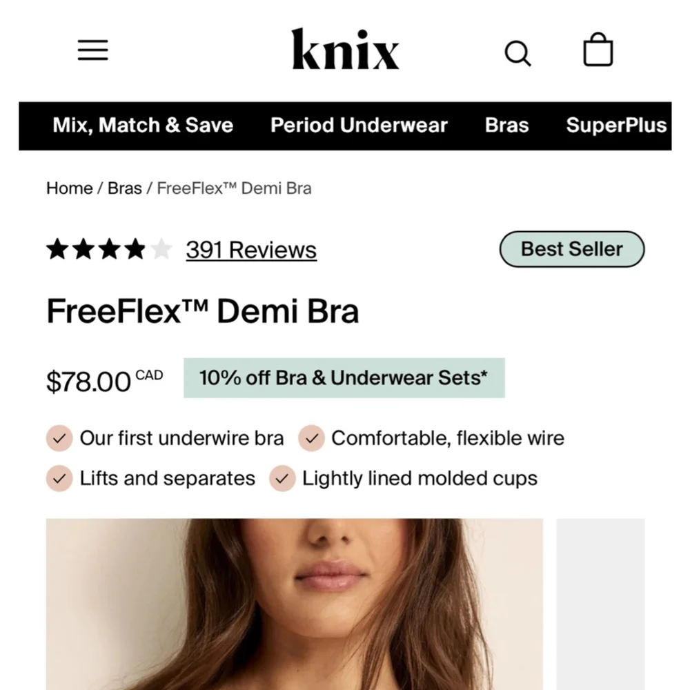 NWT KNIX FreeFlex Demi Bra Size 40D Beige - Picture 12 of 13